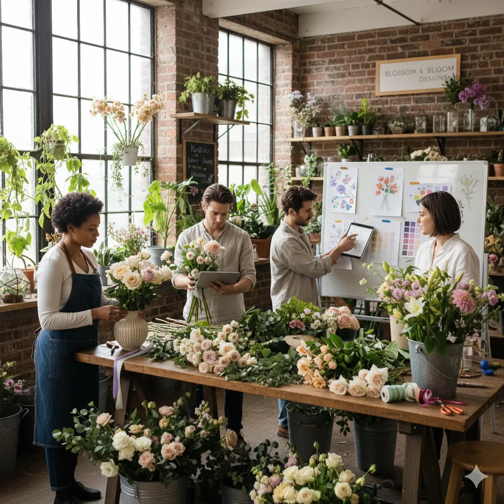 Our team working together in the design studio